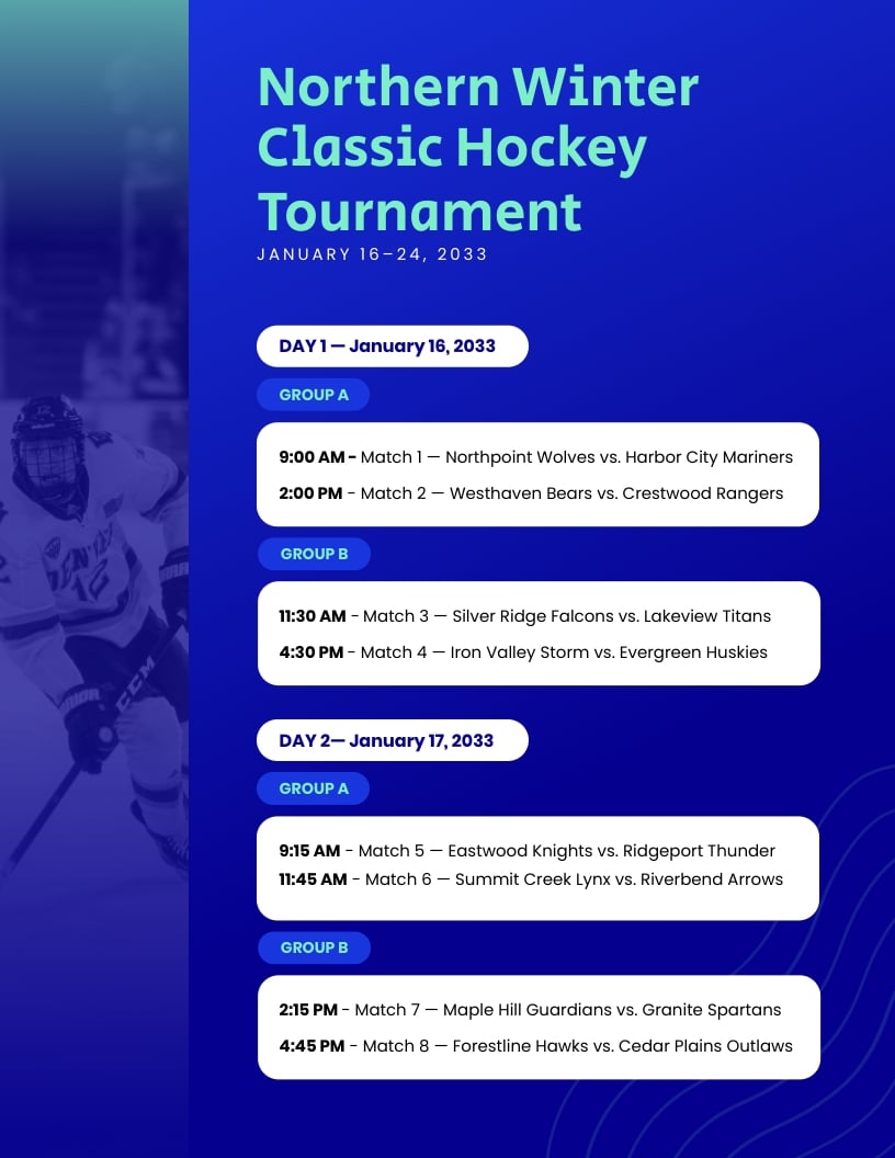 Sport Schedule Template