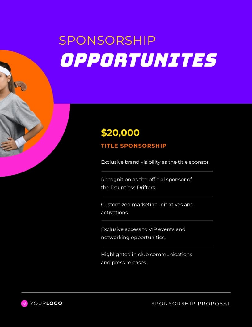 Sports Club Sponsorship Proposal Template - Slide 5 Sports Club Sponsorship Proposal Template - Slide 5