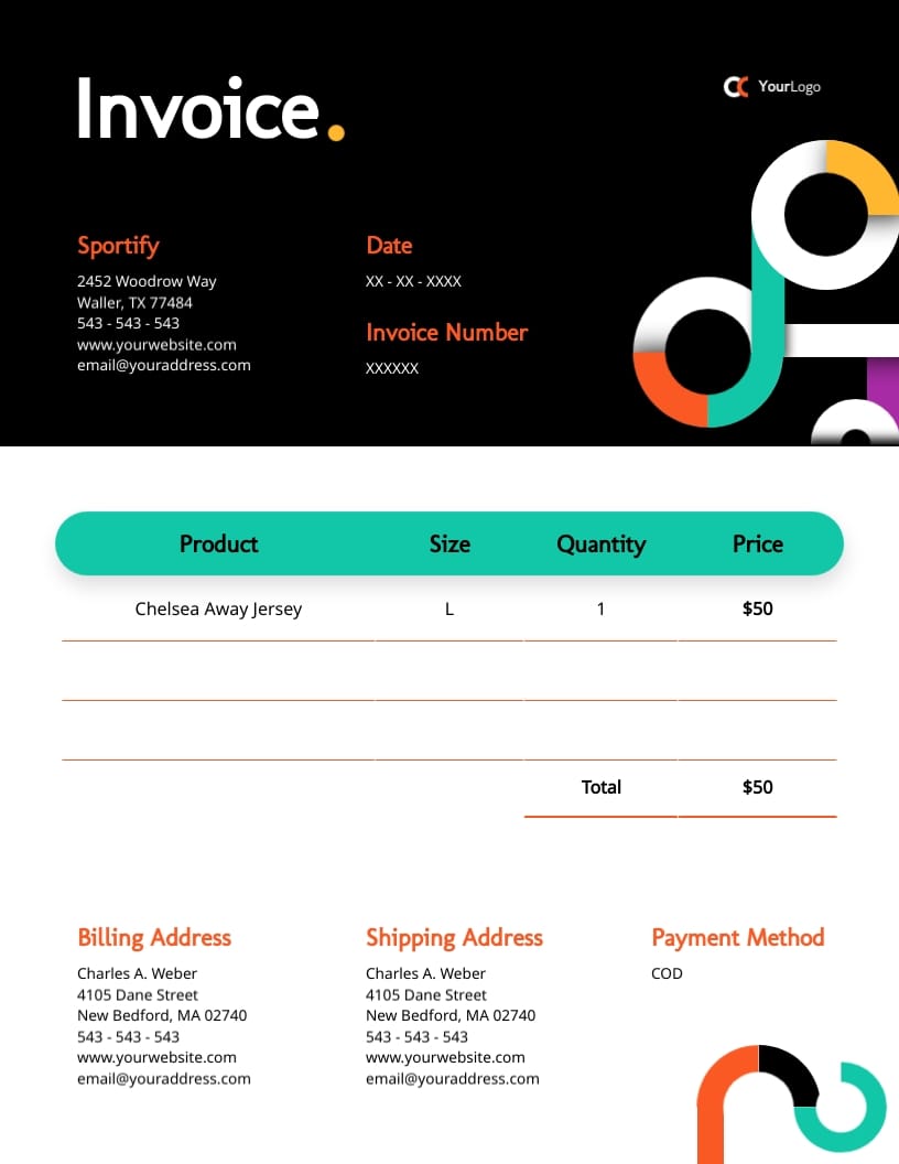 Sports Merchandise Invoice Template