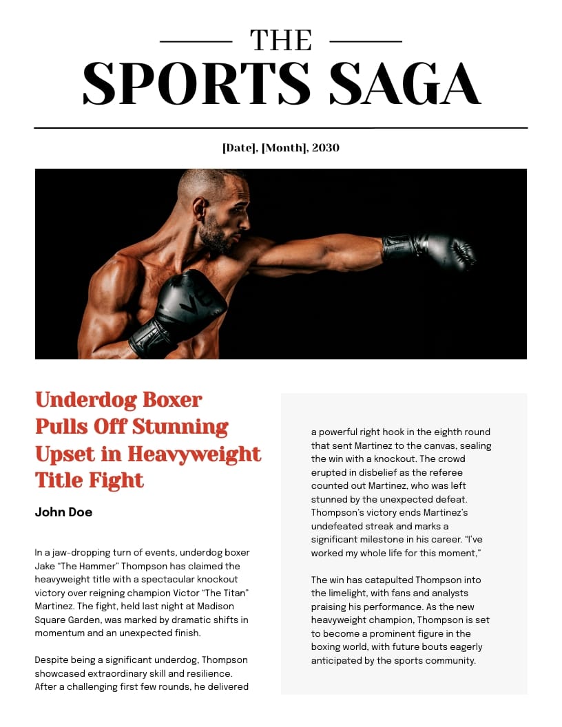 Sports Newspaper Template