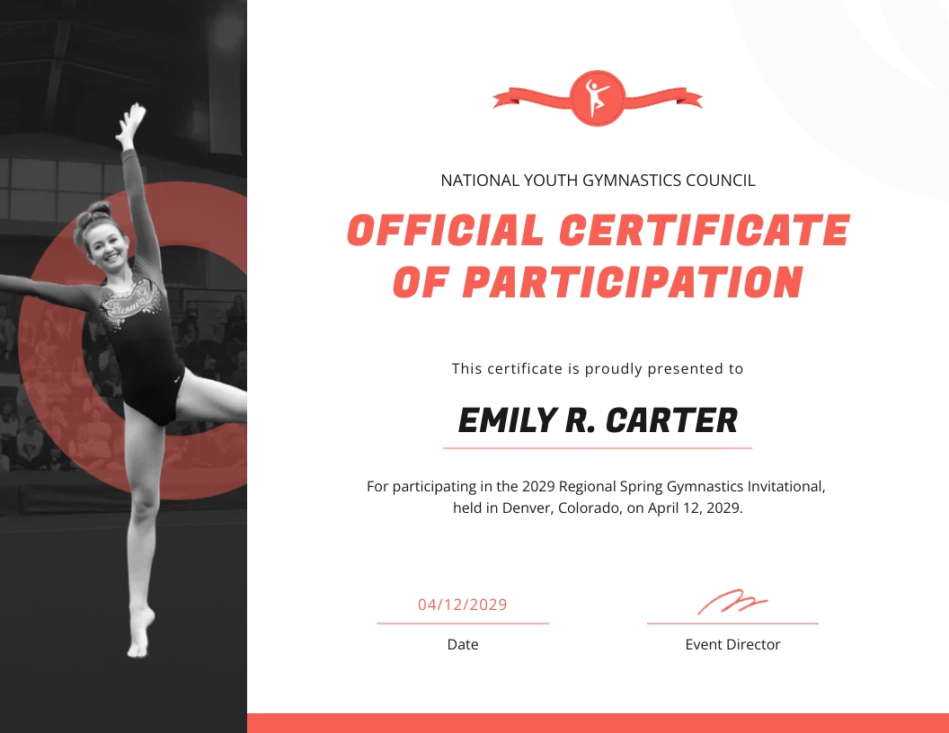 Sports Participation Certificate Template
