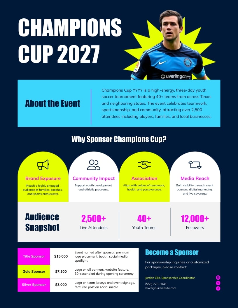 Sports Sponsorship Opportunity One Pager Template