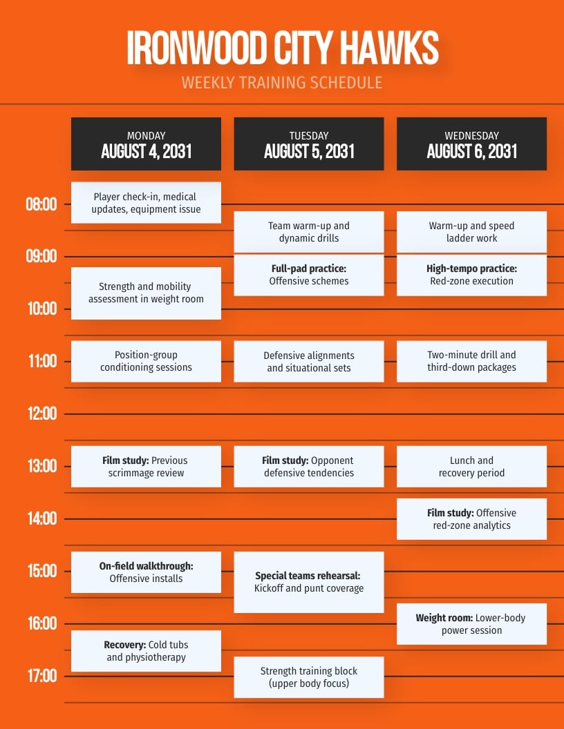 Sports Team Schedule Template