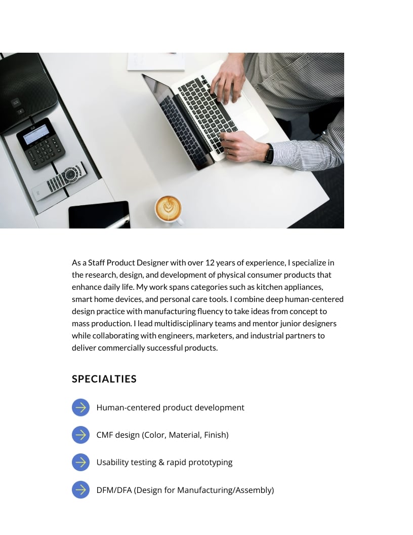 Staff Product Designer Portfolio Template - Slide 3 Staff Product Designer Portfolio Template - Slide 3