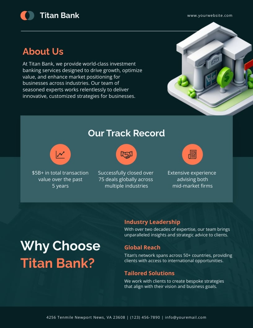 Strategic Investment Bank One Pager Template