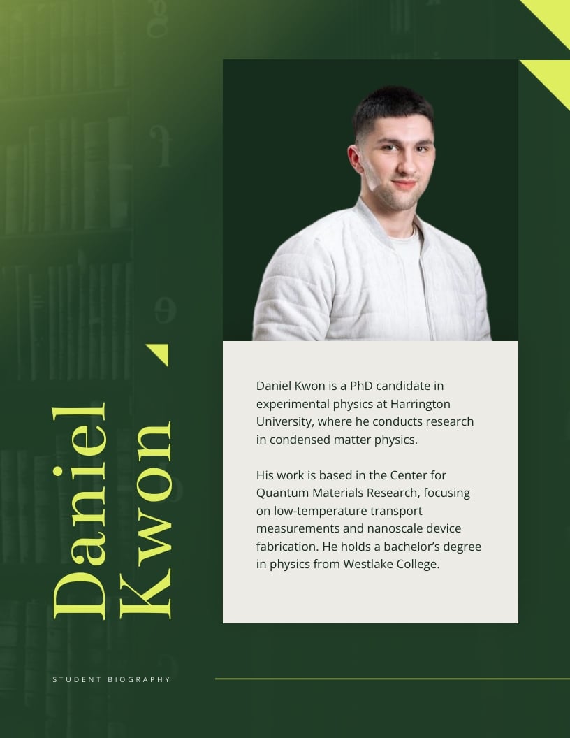 Student Biography Template