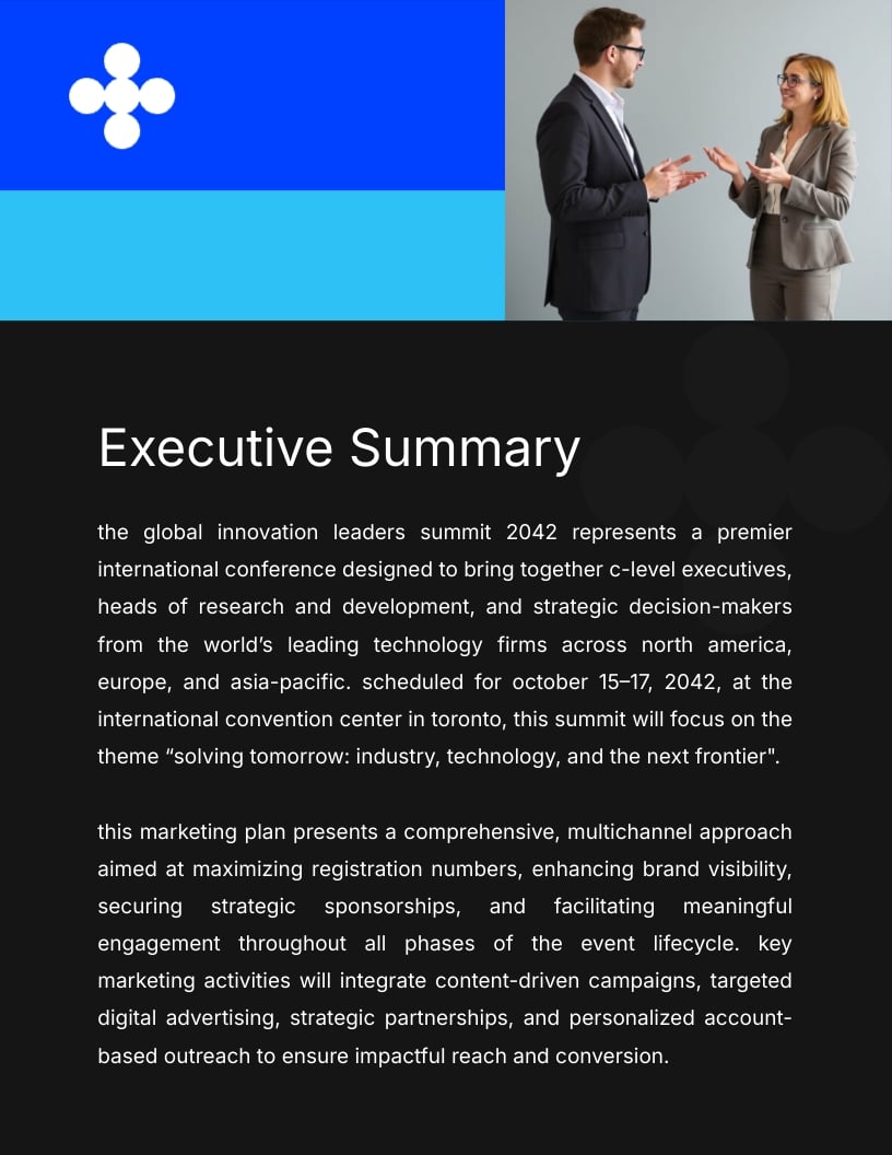 Summit Event Marketing Plan Template - Slide 3 Summit Event Marketing Plan Template - Slide 3