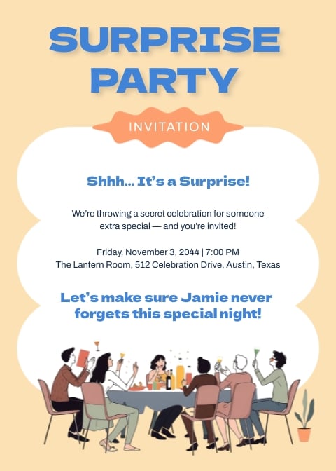Surprise Party Invitation Template