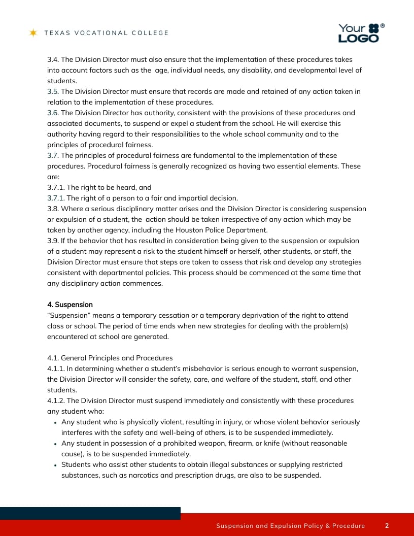Suspension and Expulsion Policy Contract Template - Slide 3 Suspension and Expulsion Policy Contract Template - Slide 3