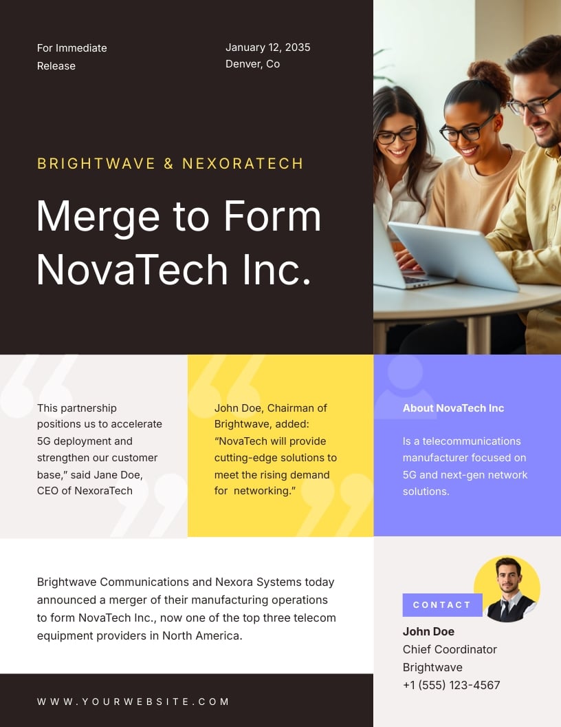 Tech Merger Press Release Template Tech Merger Press Release Template