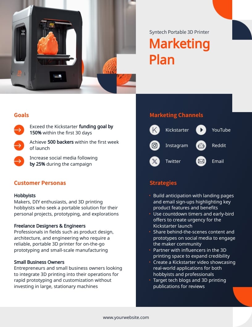 Tech Startup One Pager Marketing Plan