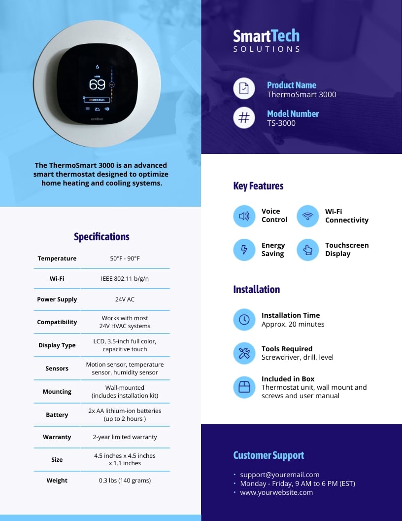 Technical Spec Sheet Template