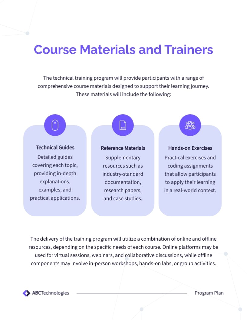 Technical Training Program Plan Template - Slide 9 Technical Training Program Plan Template - Slide 9