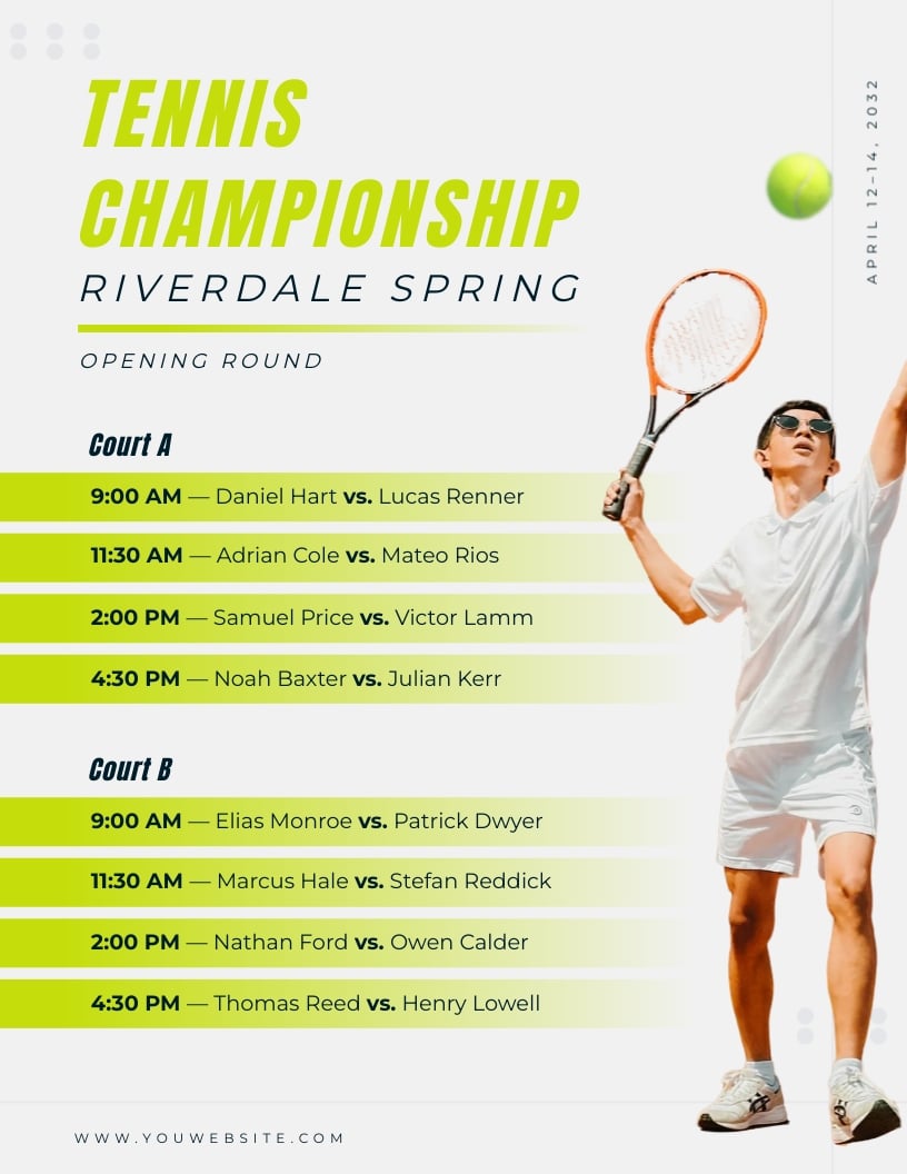 Tennis Schedule Template