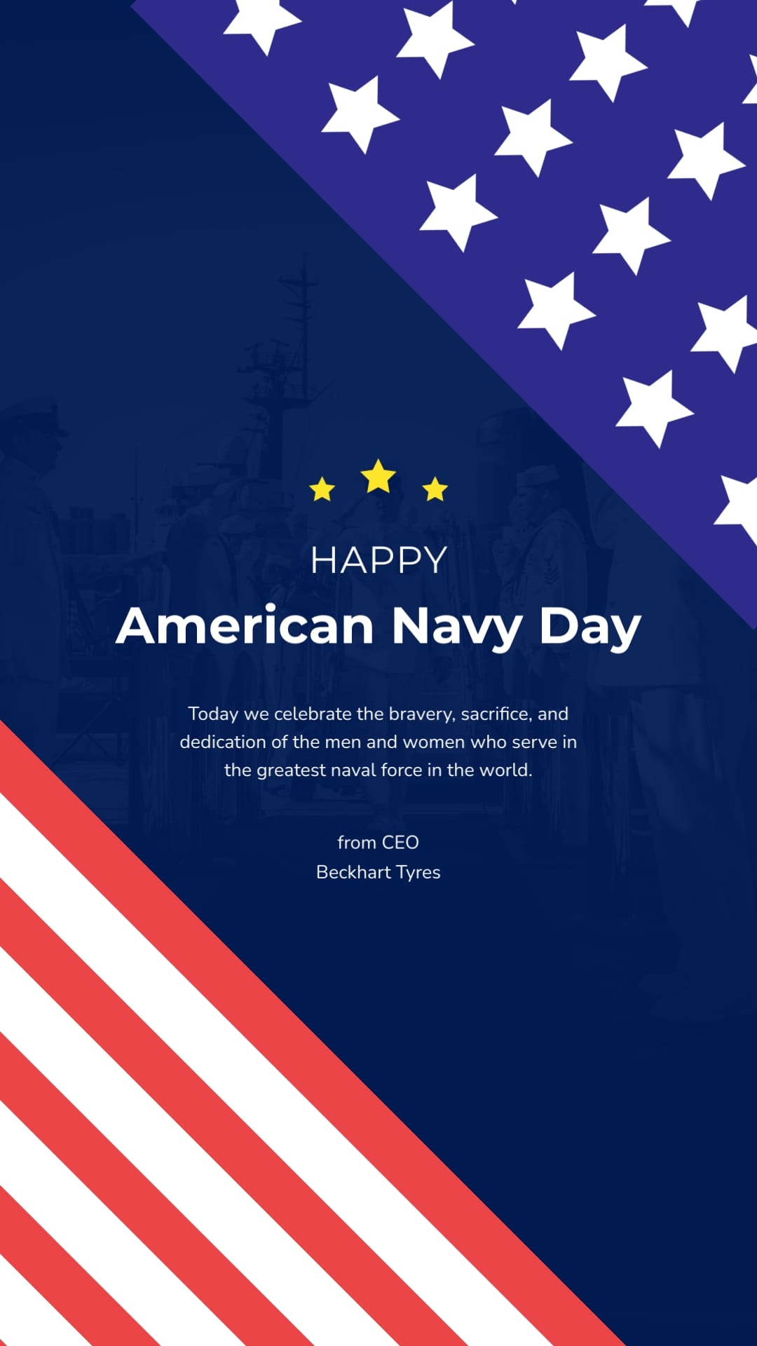 Thankful Navy Day Greeting Card Vertical Template