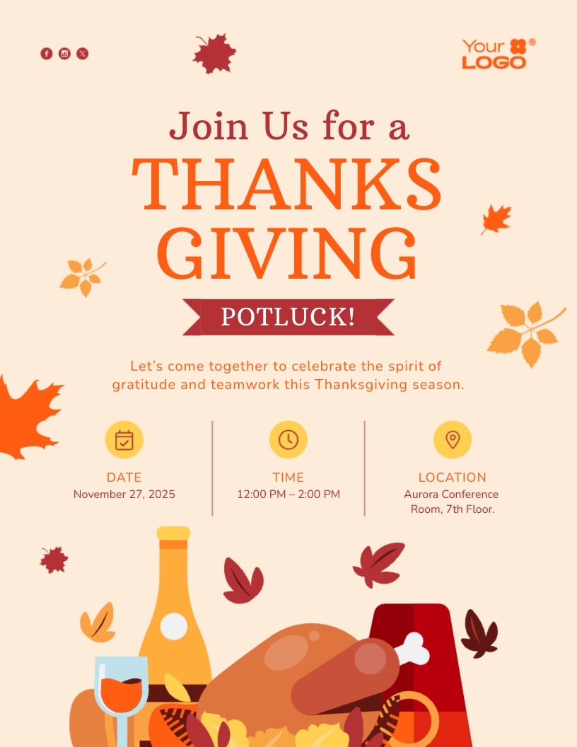 Thanksgiving Potluck Flyer Template