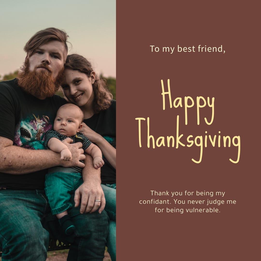 Thanksgiving for Best Friend Instagram Post Template Thanksgiving for Best Friend Instagram Post Template