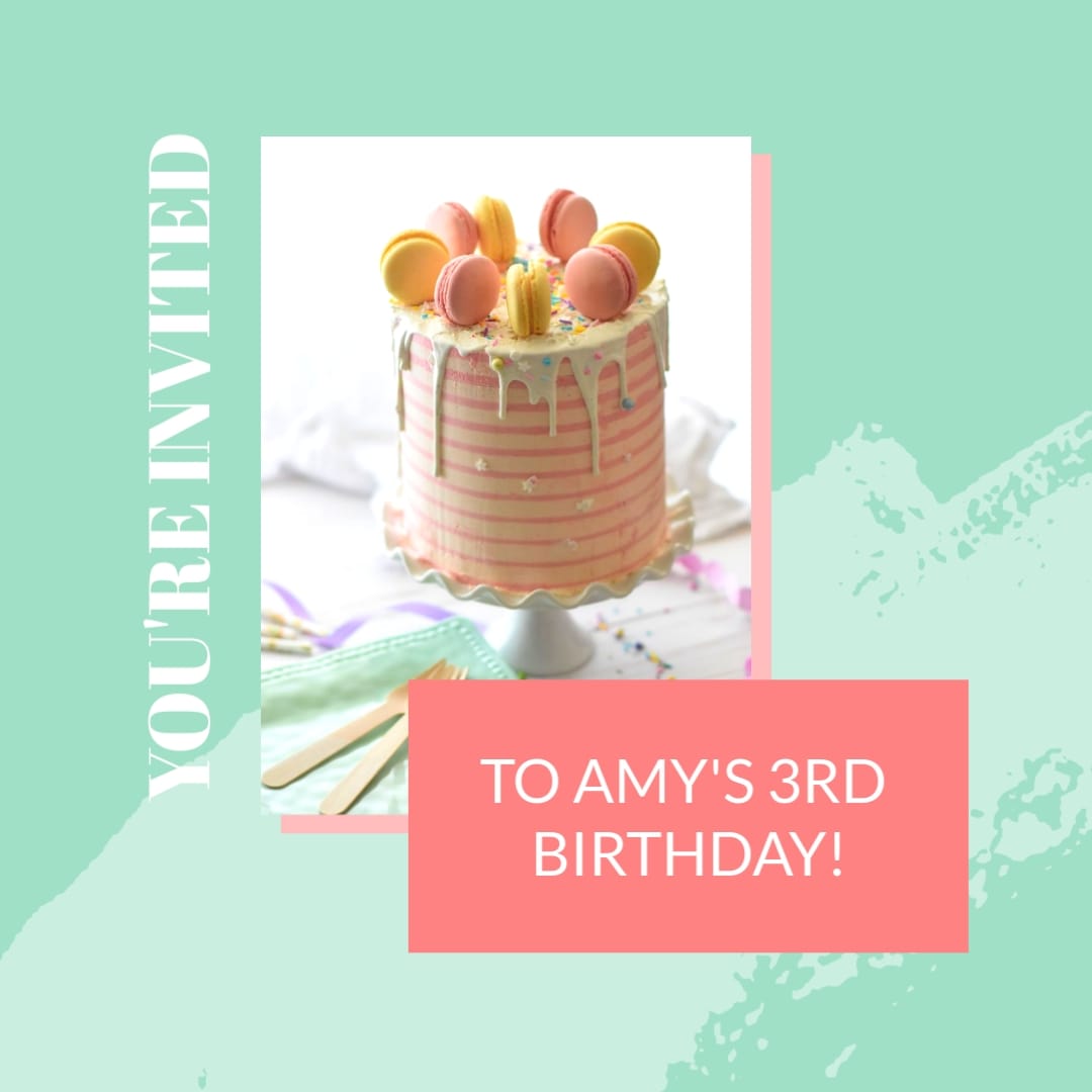 Third Birthday Invite - Instagram Post Template