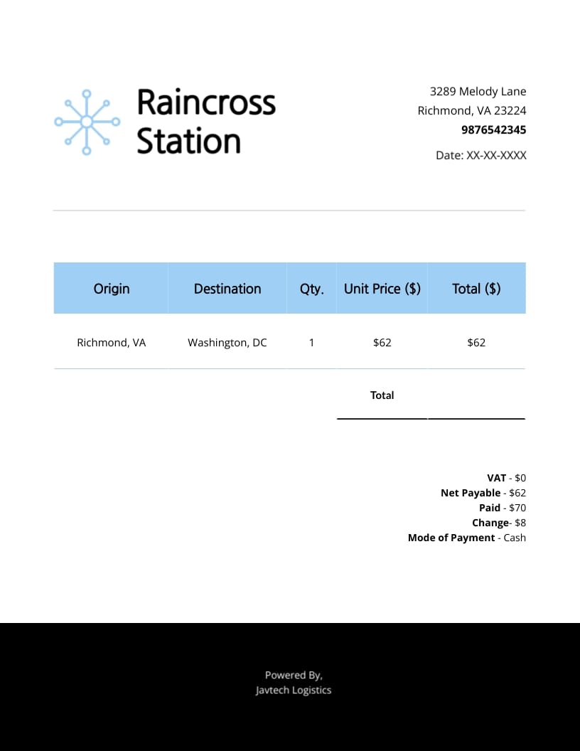 Ticket Bill Template