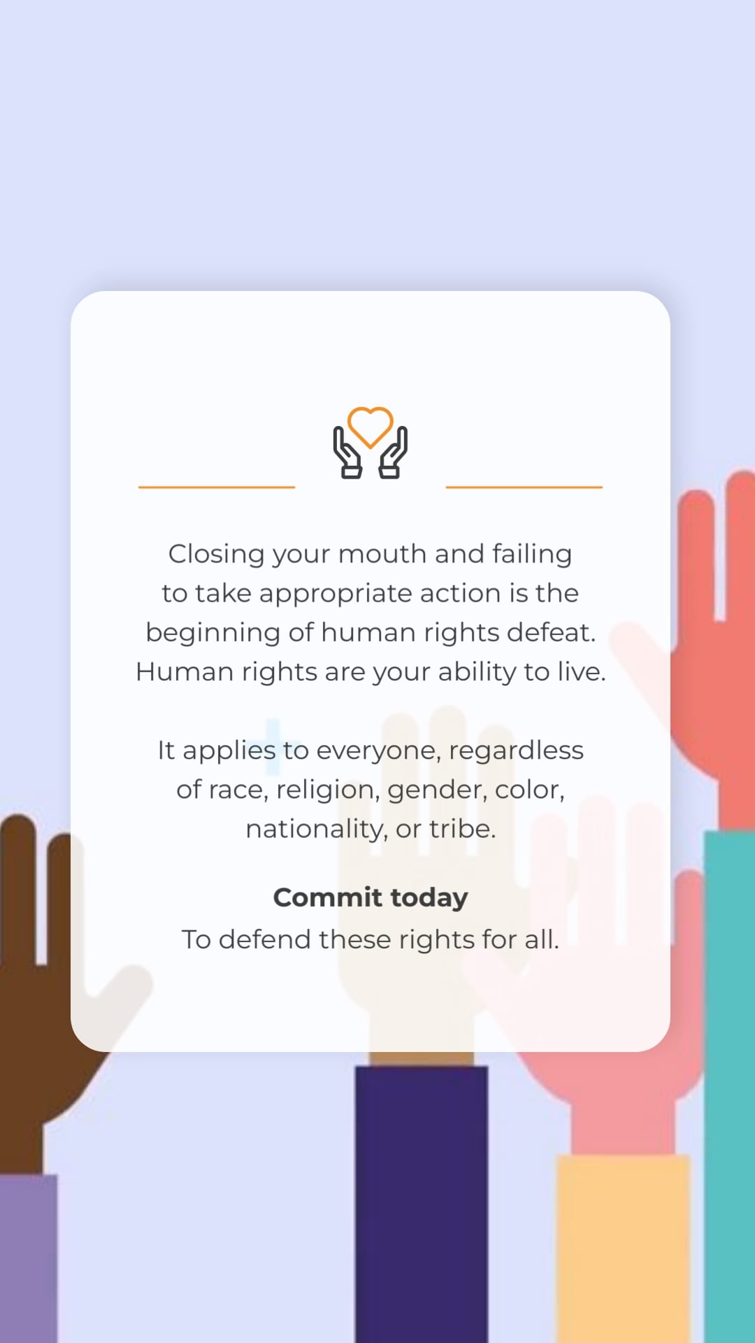 Traditional Colorful Human Rights Day Greeting Card Vertical Template