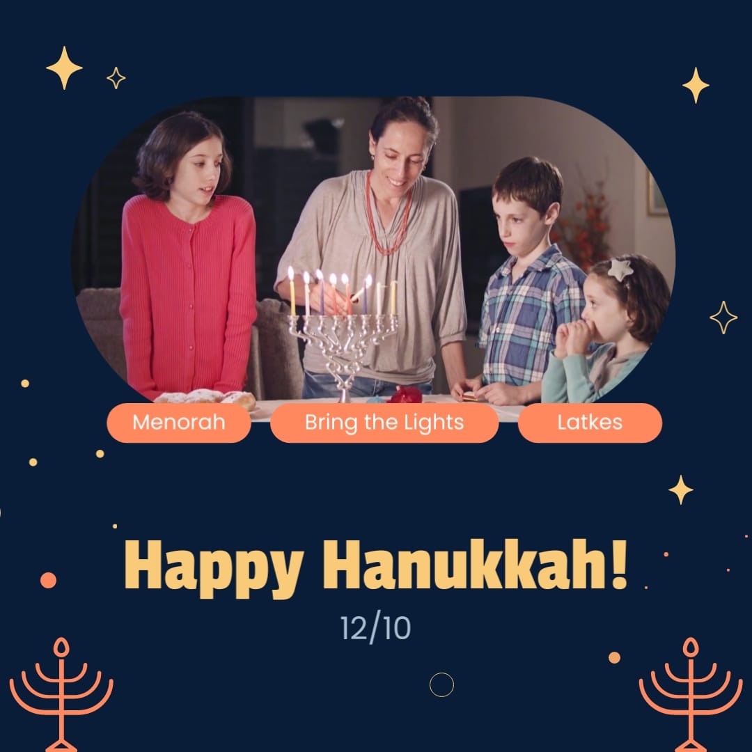 Animated Traditional Hanukkah Greeting Card Square Template