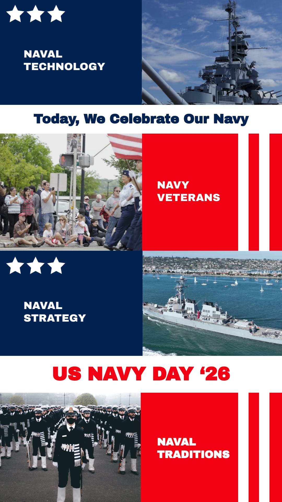 Traditional Navy Day Greeting Card Vertical Template