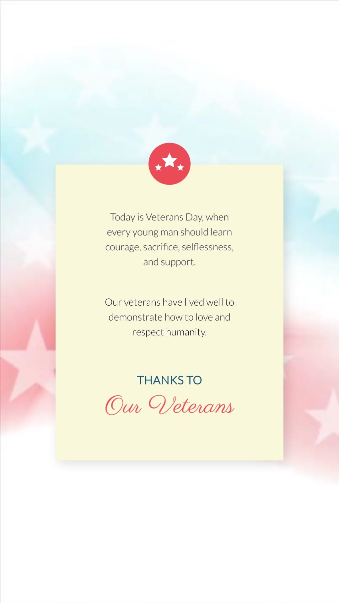 Traditional Veterans Day Greeting Card Vertical Template