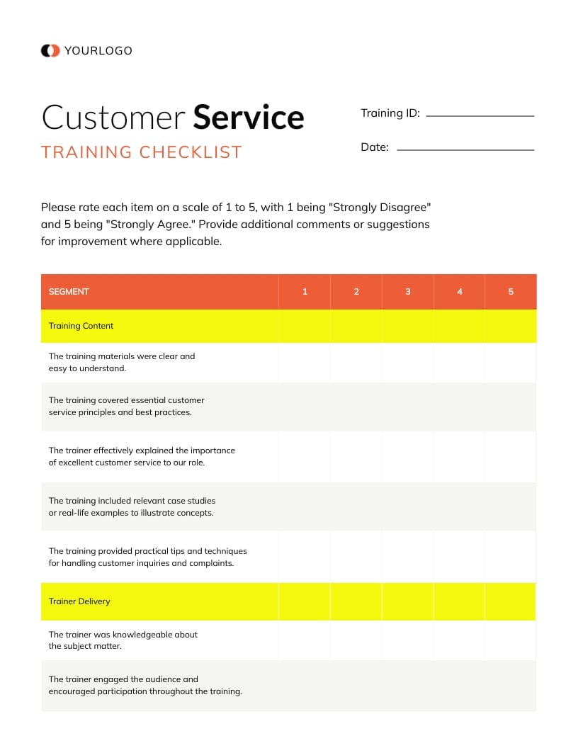 Trainee Assessment Training Checklist Template Trainee Assessment Training Checklist Template