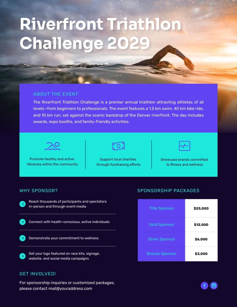 Triathlon Sponsorship One Pager Template