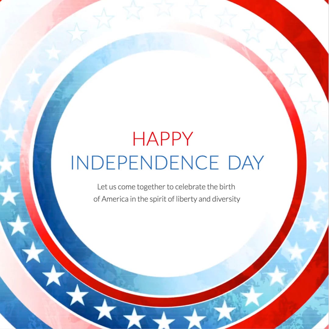US Independence Day Greeting Card Square Template