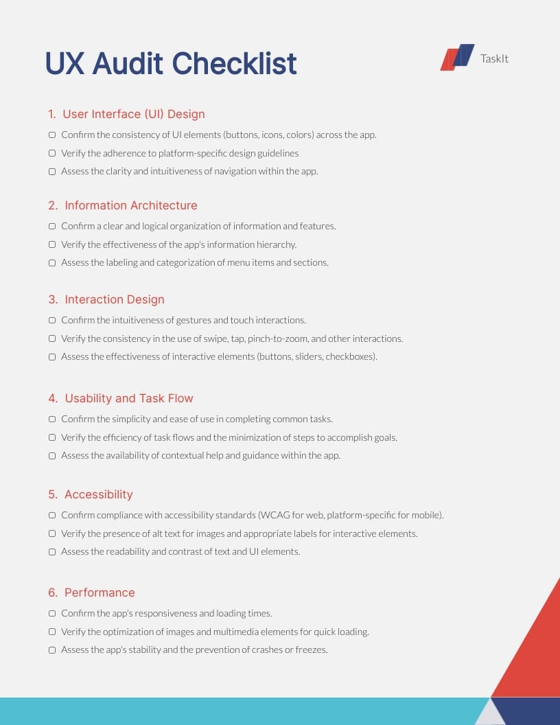 UX Audit Checklist Template