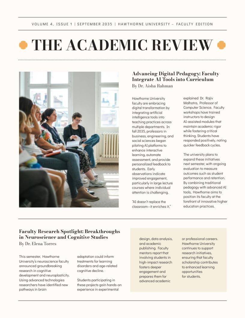 University Faculty Newspaper Template University Faculty Newspaper Template