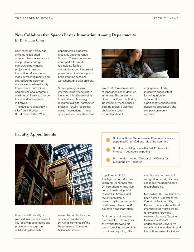 University Faculty Newspaper Template | Visme