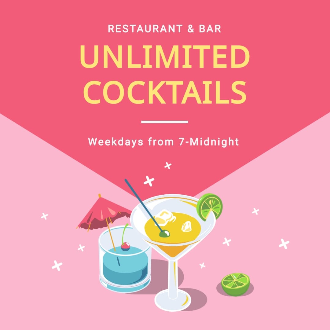 Unlimited Cocktails Square Template