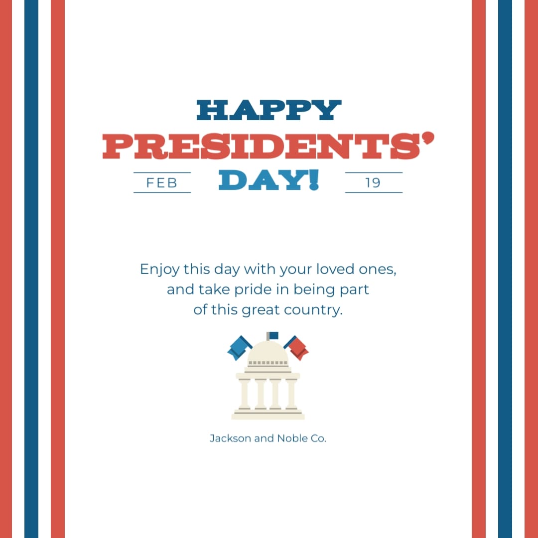 Uplifting Presidents Day Greeting Card Square Template