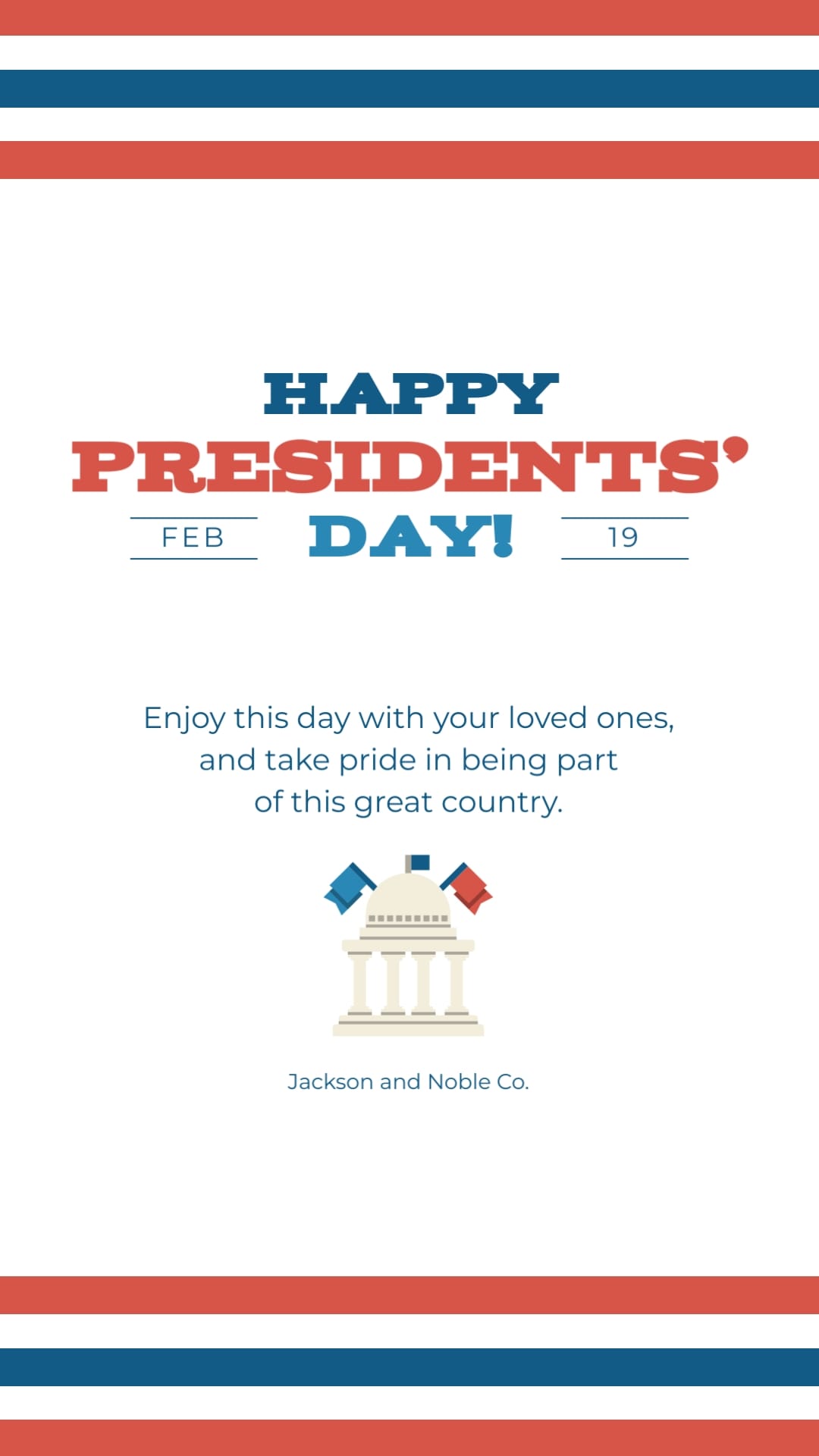 Uplifting Presidents Day Greeting Card Vertical Template