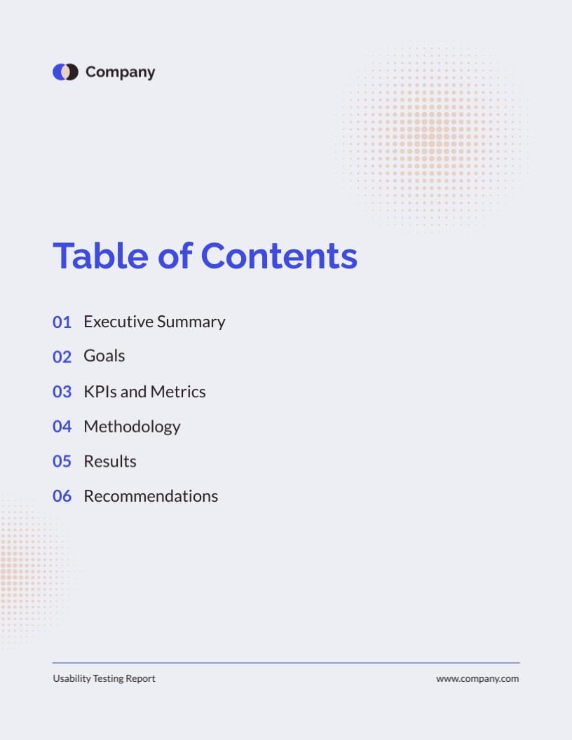 Usability Testing Report Template - Slide 2 Usability Testing Report Template - Slide 2