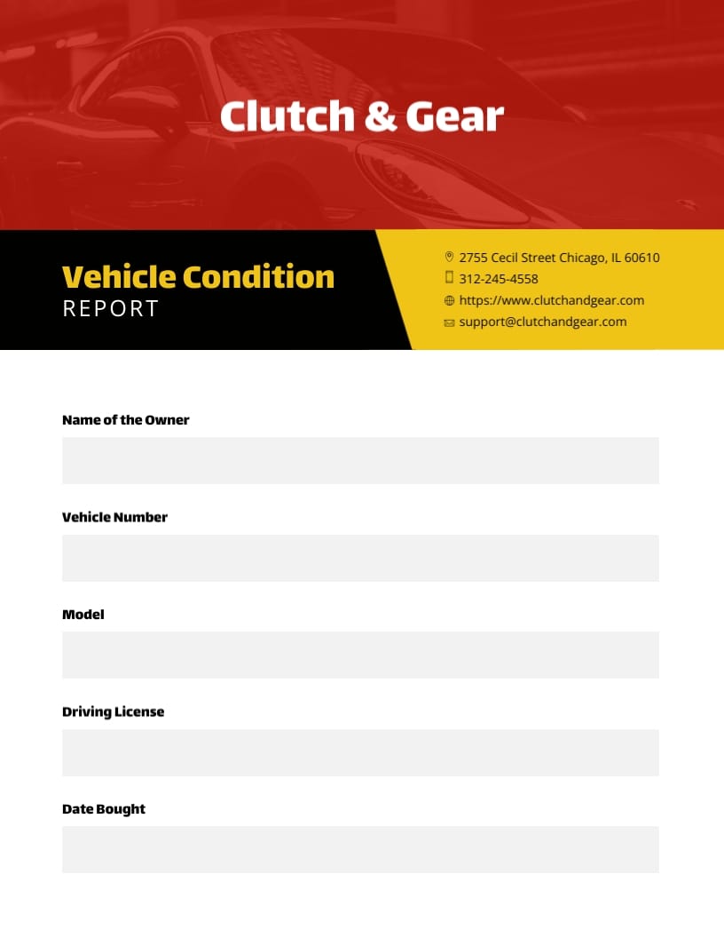 Vehicle Condition Report Template