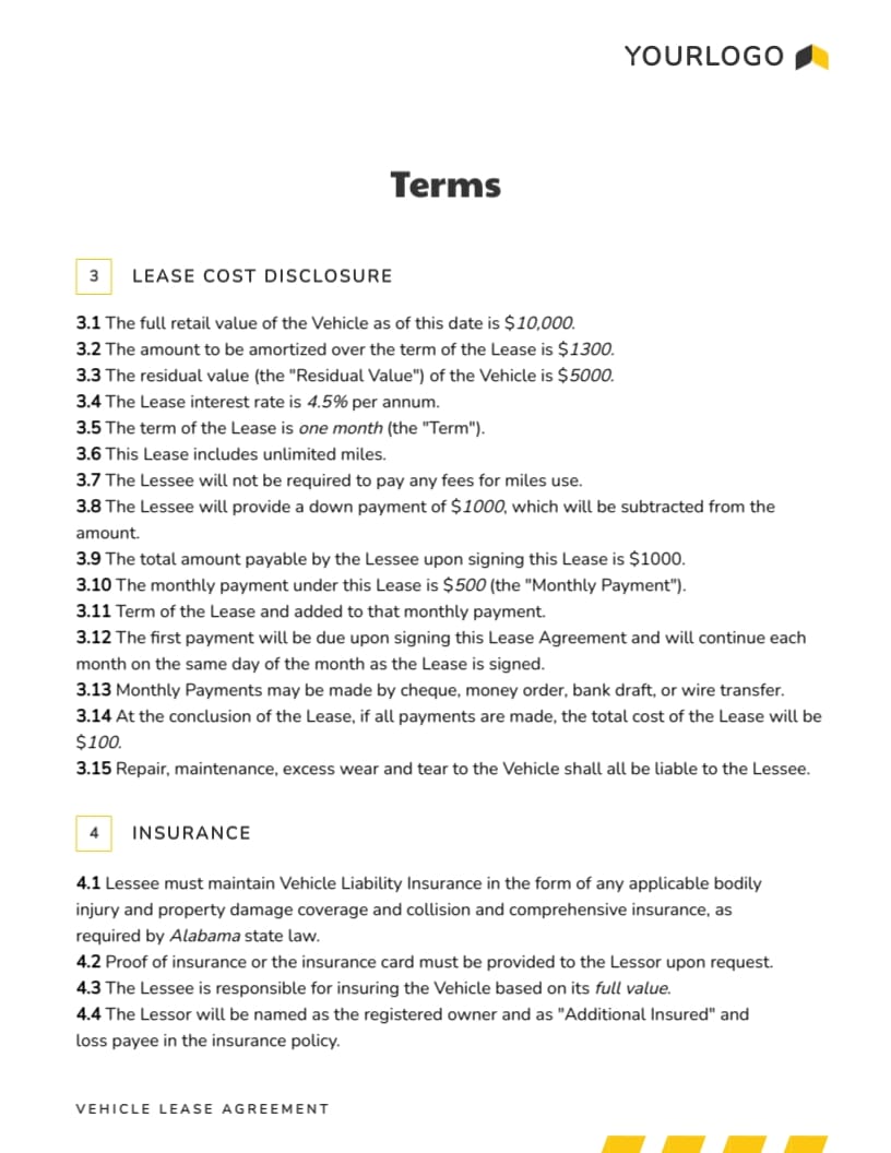 Vehicle Lease Agreement Template - Slide 3 Vehicle Lease Agreement Template - Slide 3
