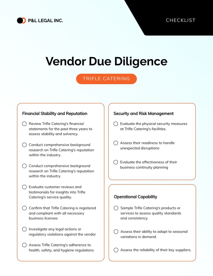 Vendor Due Diligence Checklist Template