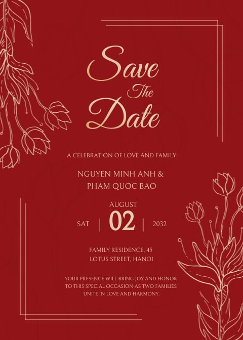 Vietnamese Wedding Invitation Template Vietnamese Wedding Invitation Template