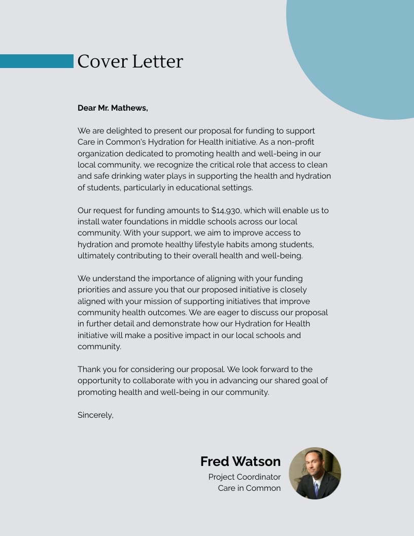 Water Fountain Installation Program Grant Proposal