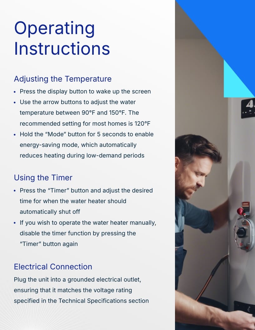 Water Heater Instruction Manual Template - Slide 6 Water Heater Instruction Manual Template - Slide 6