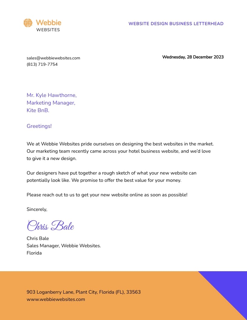 Website Design Business Letterhead Template