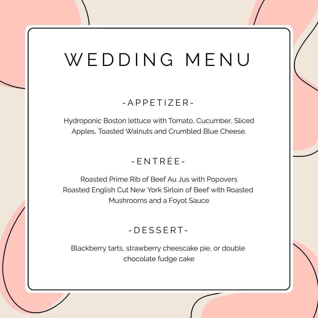 Wedding Menu Animated Square Template
