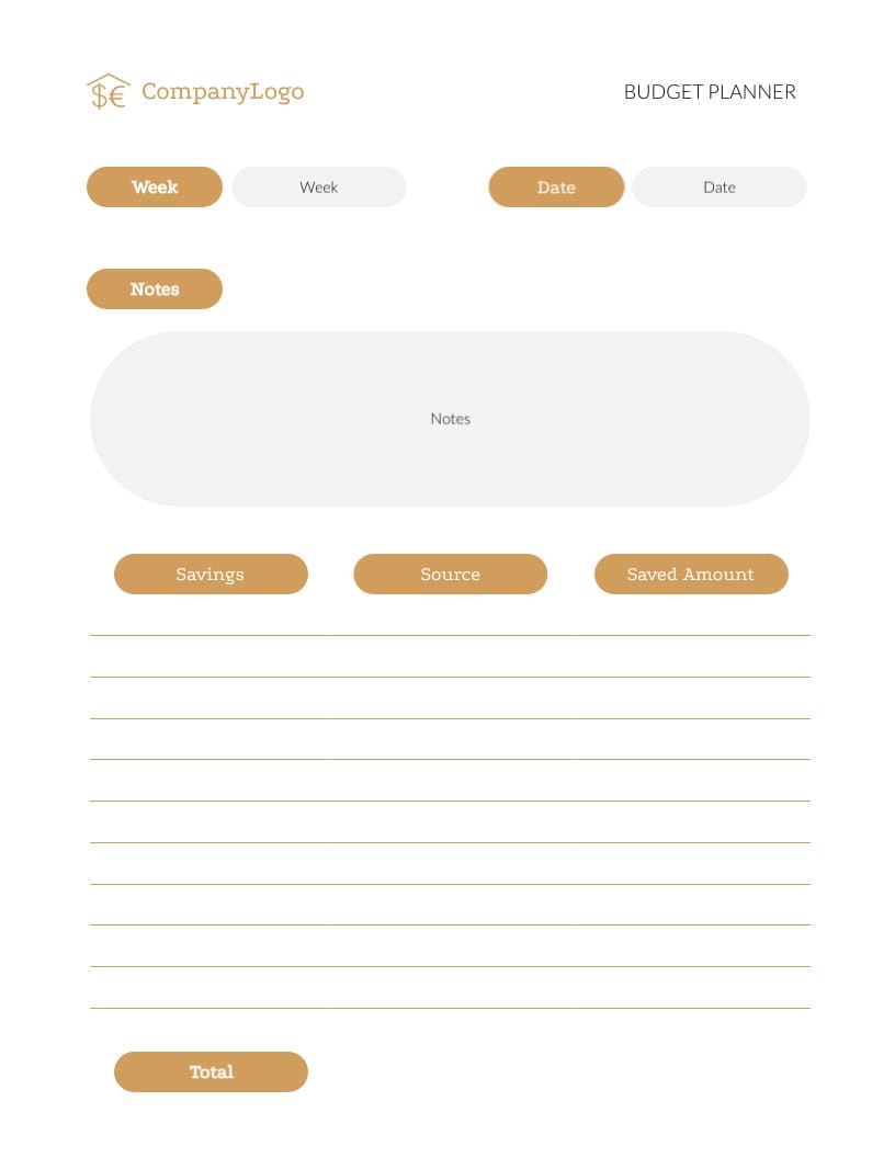 Weekly Savings Budget Planner Template