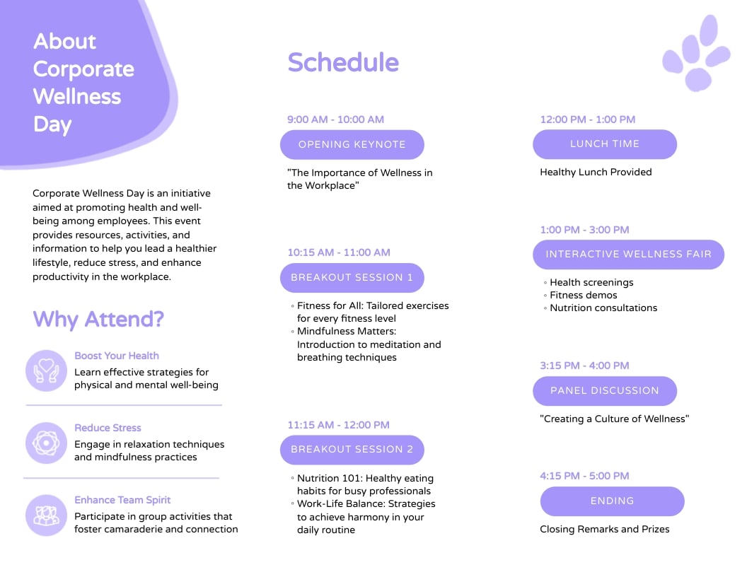 Wellness Event Company Brochure Template - Slide 2 Wellness Event Company Brochure Template - Slide 2