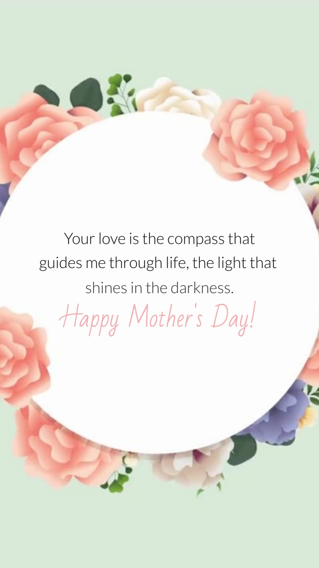White Mothers Day Greeting Card Vertical Template