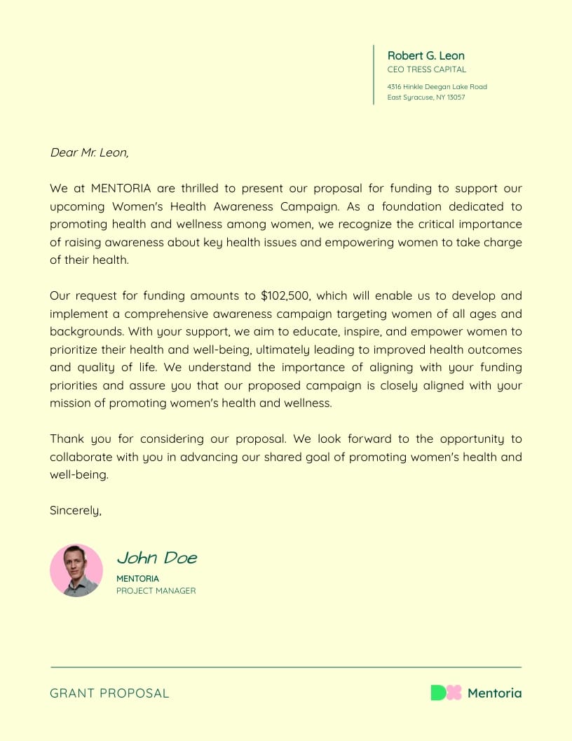 Womens Health Campaign Grant Proposal