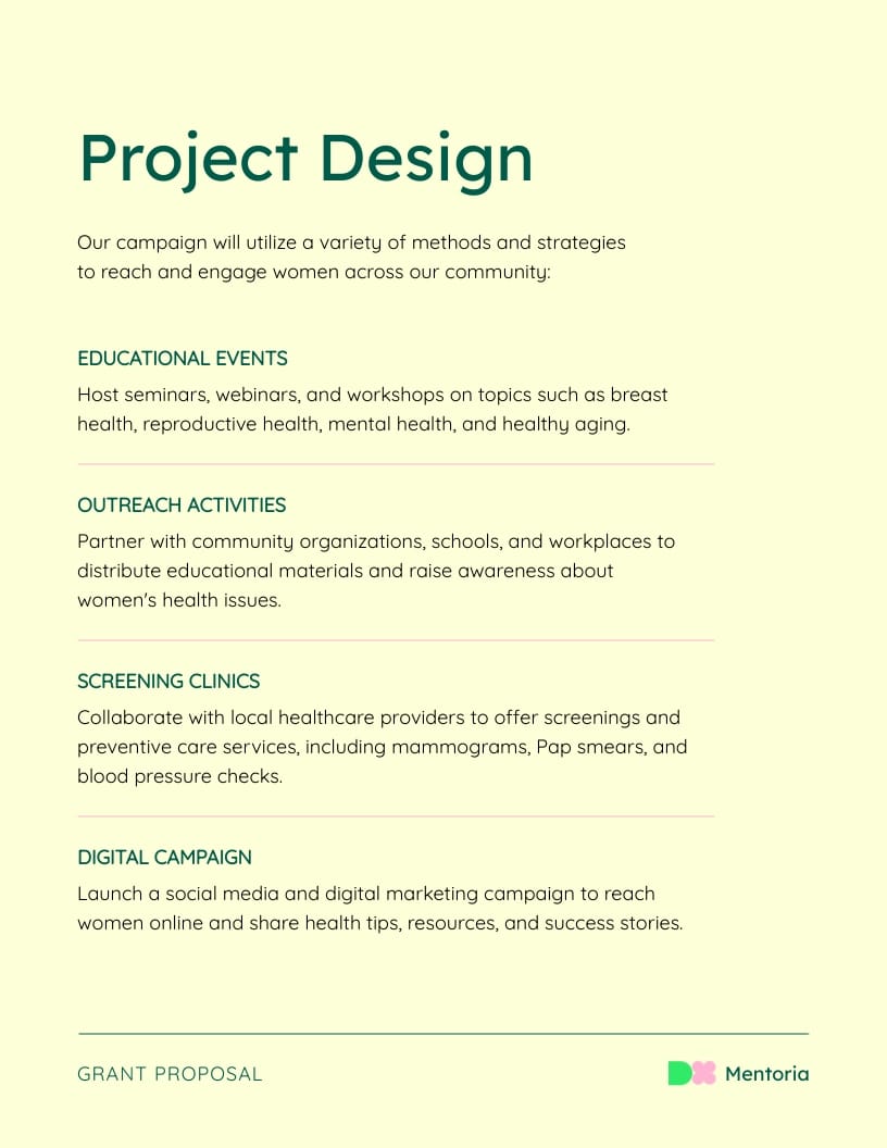 Womens Health Campaign Grant Proposal